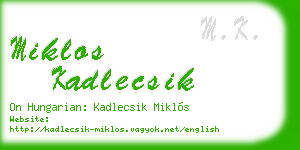 miklos kadlecsik business card